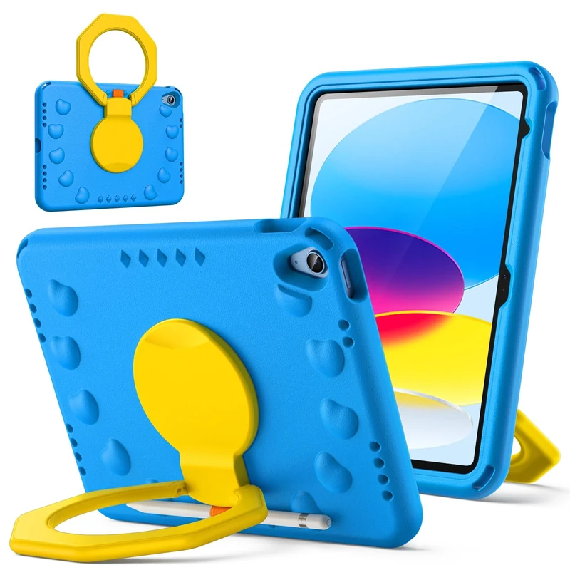 JETech Kids Case for iPad (A16) 11th/10th Generation (2025/2022) with 360 Degree Rotating Handle Stand, Shockproof Lightweight Tablet Cover with Pencil Holder (Blue)