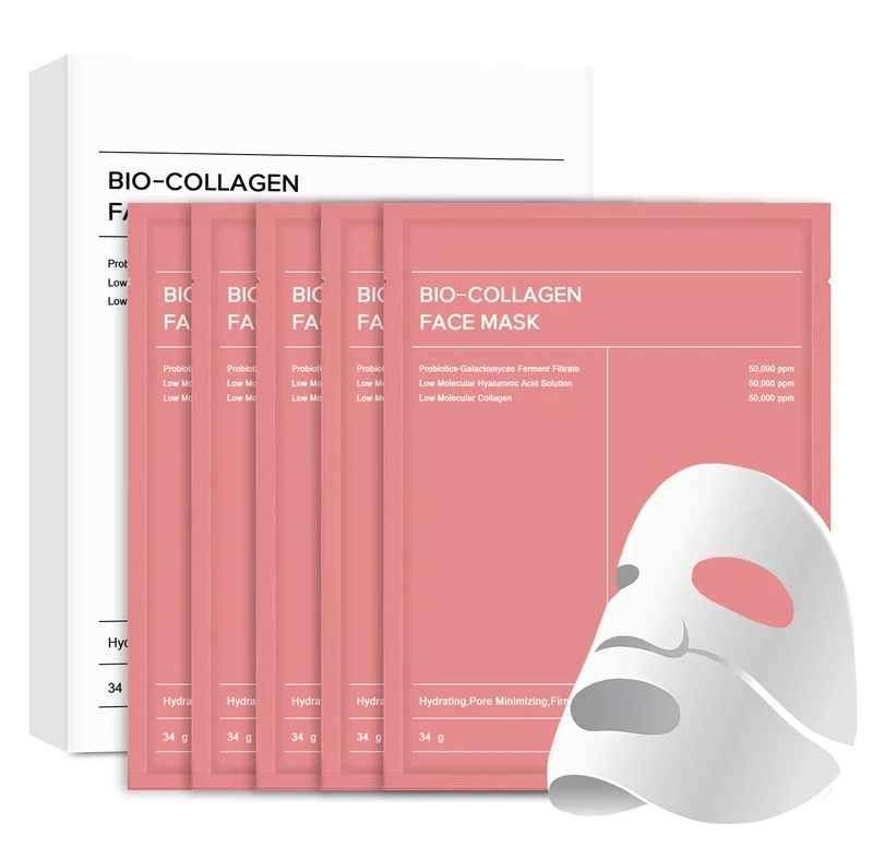 Bio Collagen Overnight Hydrogel Mask - Face Mask for Glass Skin, 5 Pcs - Deep Hydration & Anti-Aging Night Treatment