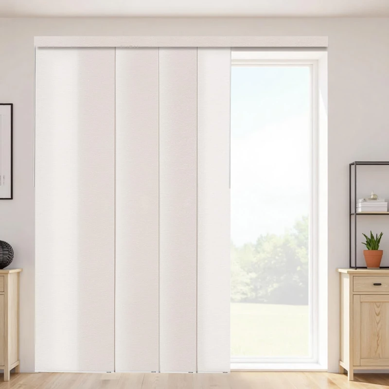 VEVOR Panel Track Blinds, Extendable Track from 116 cm to 218 cm W, Trimmable Panel Curtains Up to 243cm H, Adjustable Vertical Panel Blinds for Sliding Doors, Patio Doors, Room Divider, Light Brown
