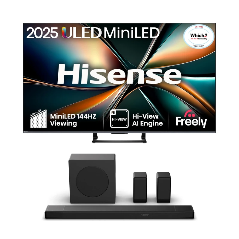 Hisense TV & Soundbar Bundle: 75U7QTUK ULED TV plus the AX5140Q 5.1.2 Channel Soundbar