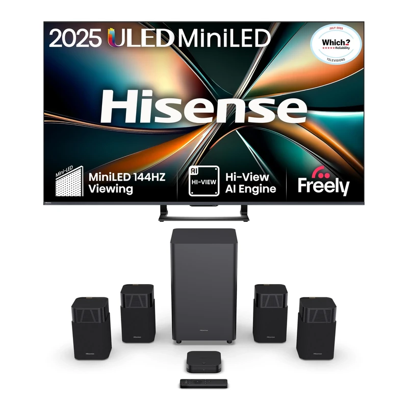 Hisense TV & Soundbar Bundle: 75U7QTUK ULED TV plus the HT SATURN Soundbar