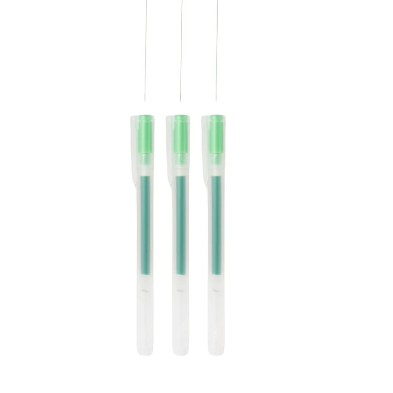 Muji Gel Ink Pens, 0.38mm/0.5mm Tip, Cap-Style, Set of 3. (Line Green, 0.38mm)