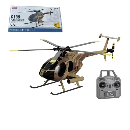 ExploTex 1/28 MD500 C189 RC Helicopter for Adults, 2.4G 4CH Remote Control Helicopter with One Propeller, Flybarless RC Plane Toy, Christmas Gift