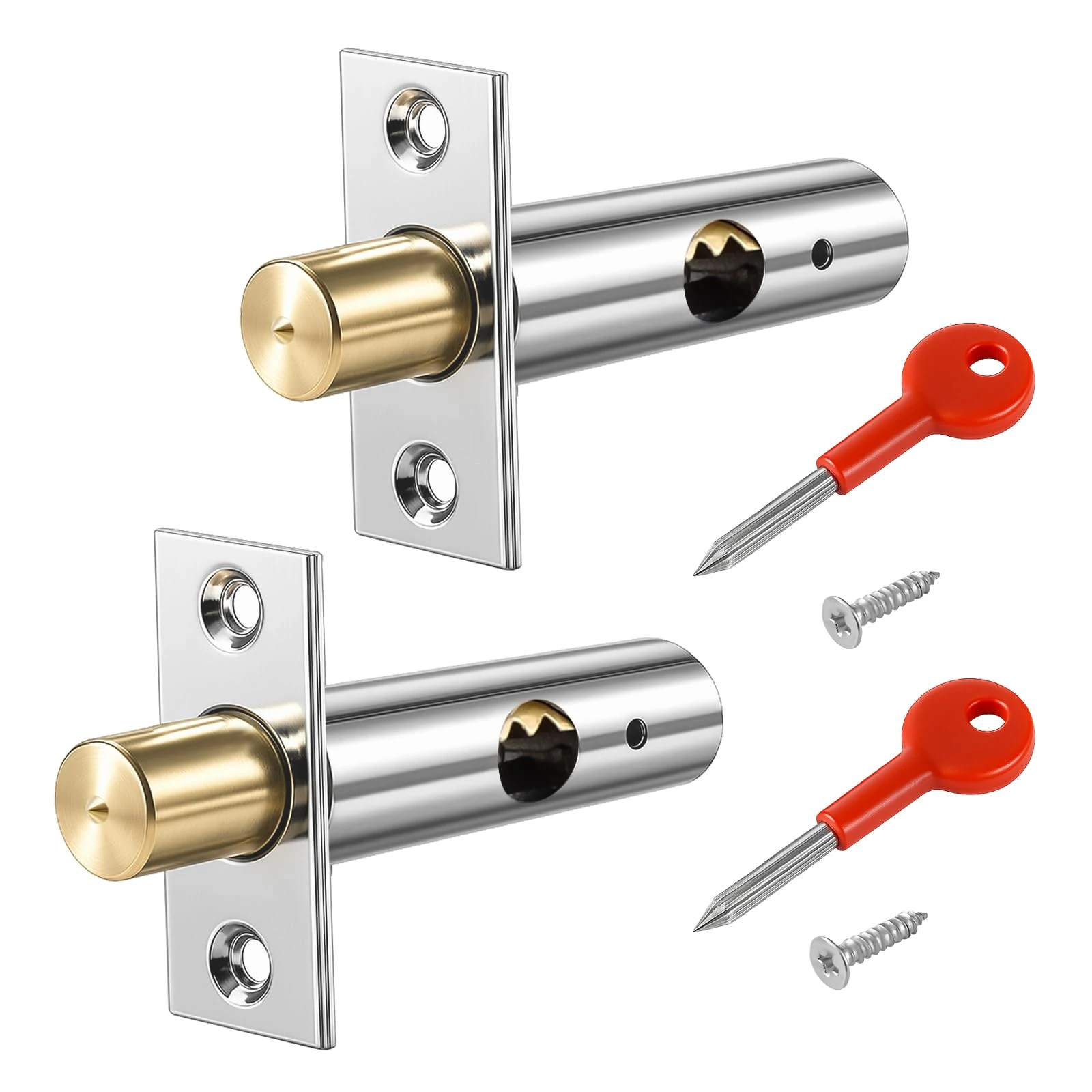 2 Pack Mortice Door Latch, Internal Door Bolts Doors Catch Internal Doors Lock with 2 Star Keys for Doors and Windows