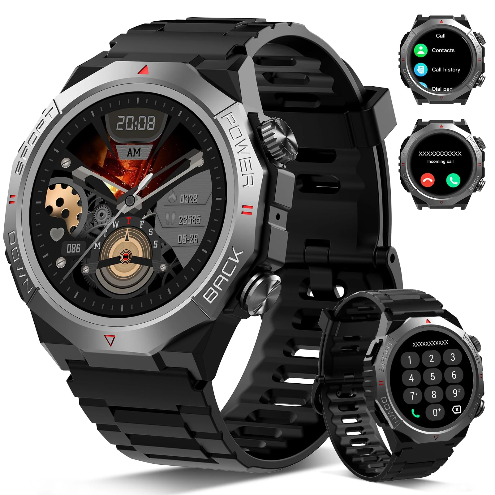 Military Smart Watch for Men Answer/Make Calls, 1.39" HD Fitness Watch with Heart Rate/SpO2/Sleep Monitor, 100+ Sports Modes Activity Trackers, IP68 Waterproof Outdoor Smartwatch for iOS Android