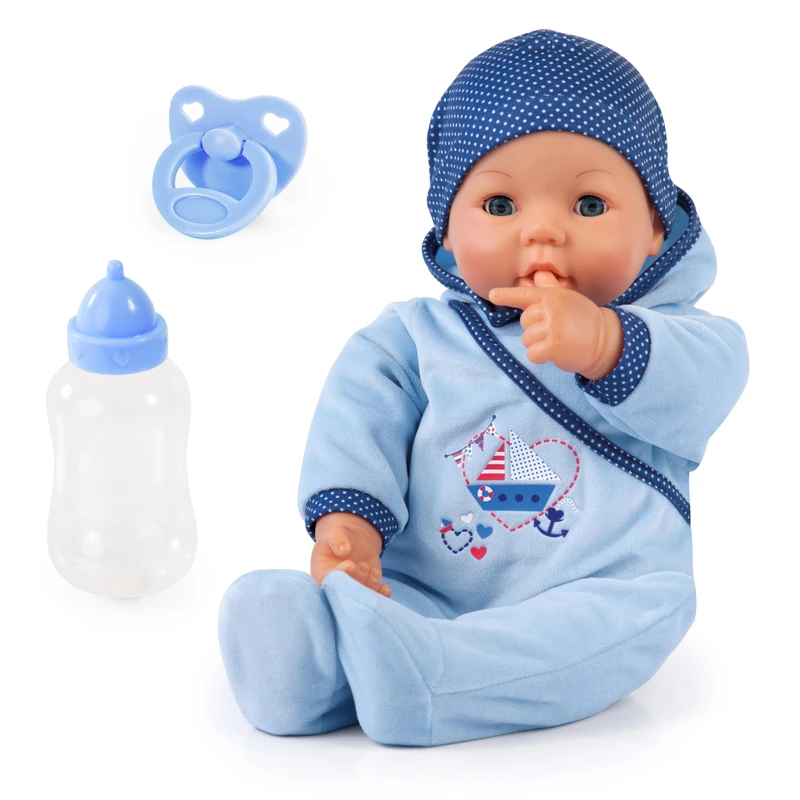 Bayer Design 94683AC Interactive doll 46 cm, soft body, talking, moves mouth, closing eyes, with bottle and dummy - Image 1