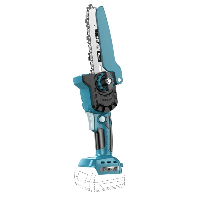 DEDRA Mini Chainsaw 6 Inches, Small Cordless Saw 18 V Lightweight Design and Compact Size, Chain Guard, Cutting Thickness (up to 140 mm) 8 m/s Speed, High Speed 5400 RPM, Weight Only 0.9 kg
