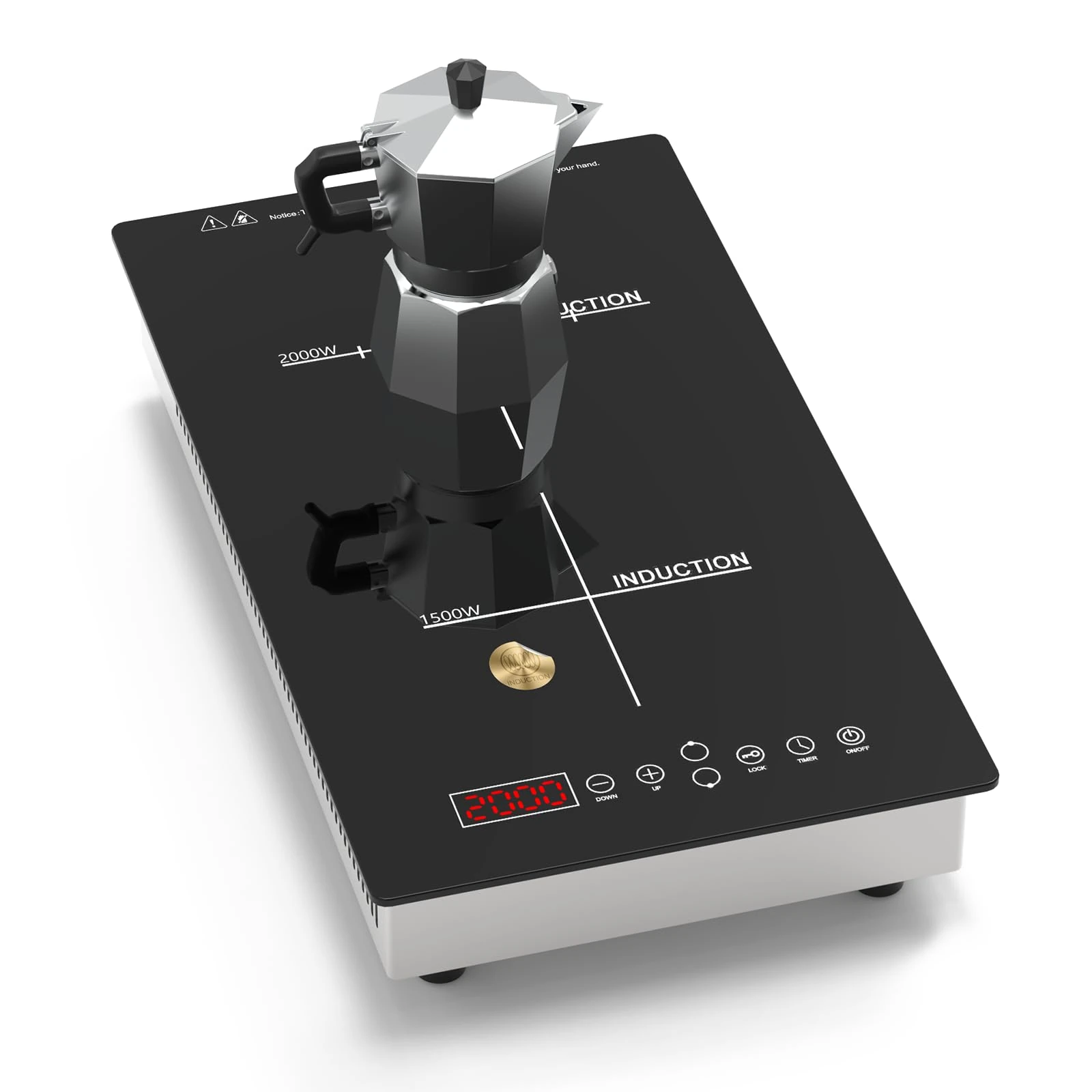 GRACEALL 12 Inch Built-in Induction Hob 2 Ring, 3500W Electric Hob with Touch Control, Plug-in Double Zone Cooker with Timer & Child Lock, 230V for Kitchen or Worktop Use