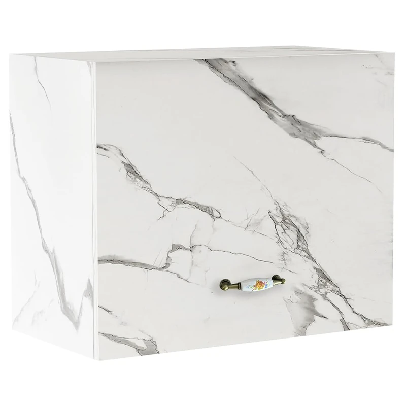 Shally Dogan Kitchen Wall Cabinet, Overcoat, Wooden Cabinet, Multi-Purpose Wall Cabinet, Spacious Fold, Dimensions 60 x 32 x 49H cm (Marble) - Image 1