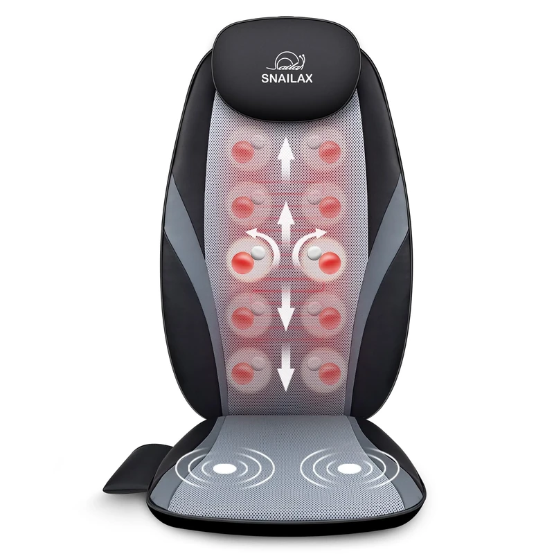 Snailax Back Massager with Heat, Shiatsu Massage Chair, Deep Kneading Massage Seat Cushion with Mult-Settings, Gifts for Women Men