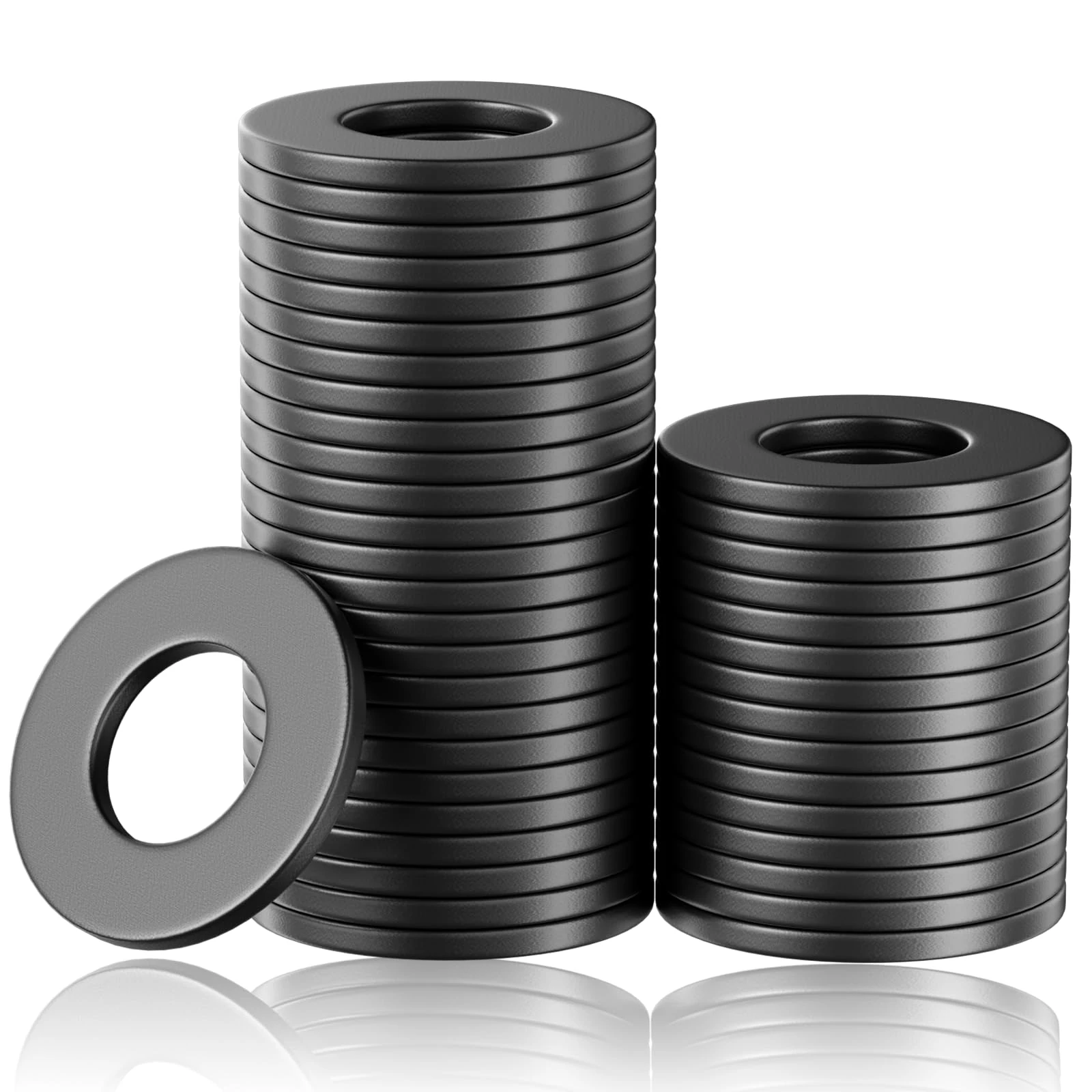 100PCS M8 Washers Black, Black Flat Washer for Screws 304 Stainless Steel Washers, Round Metal Spacers, Metal washers for Screws and Bolts