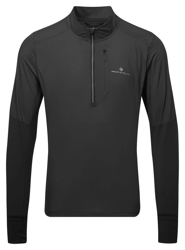 Ronhill Running, Men's Tech Wind-Block 1/2 Zip, All Black, M