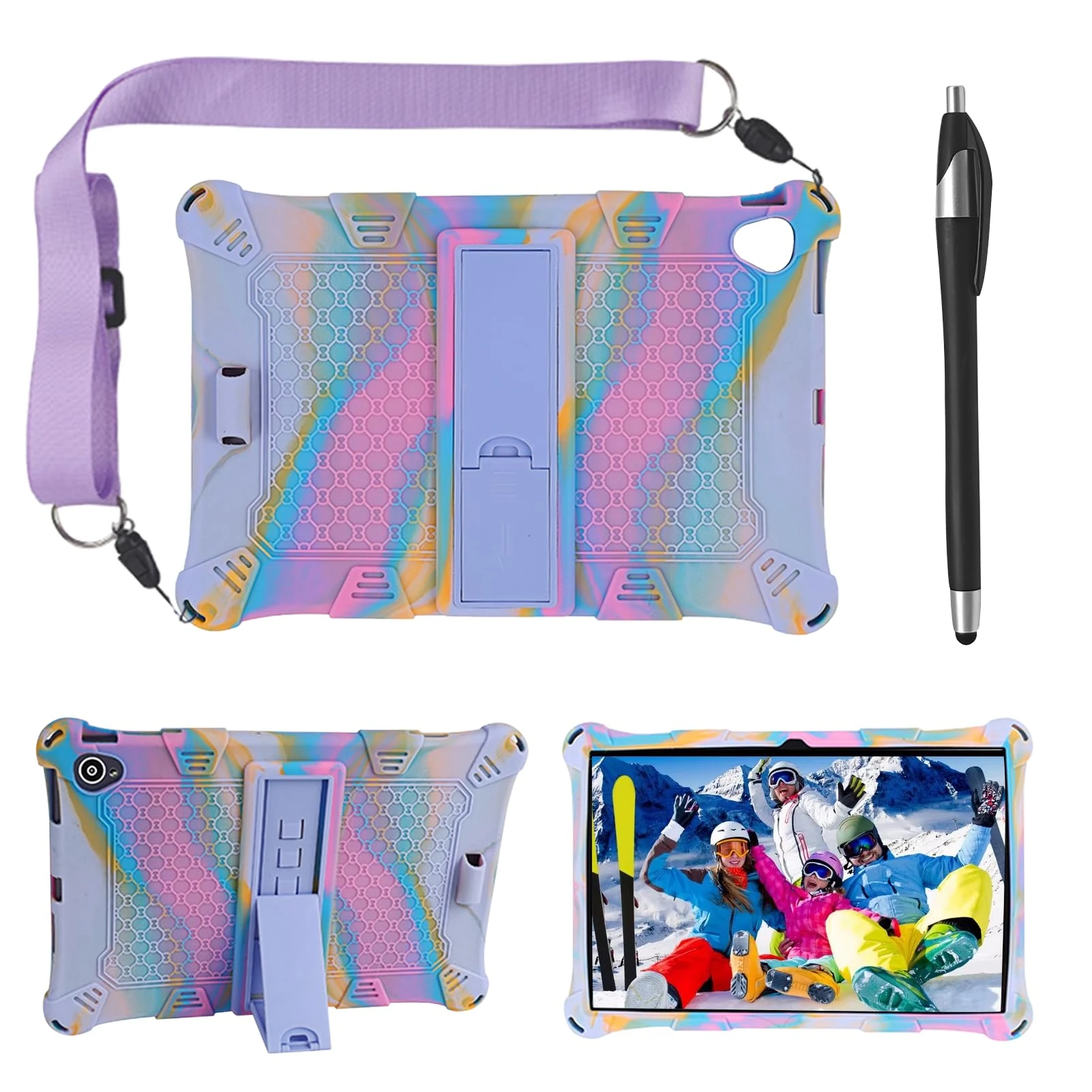 Universal for P ritom 10 inch Tablet Case,Silicone 10.1 inch Tablet Case for Dooge-e u9 Table t Cas e,U9 /U10 /U10 Pro/ T10 Plus,Blackvie-W Tab7/8 WiFiSGIN 10.1"" with Pen Shoulder Strap