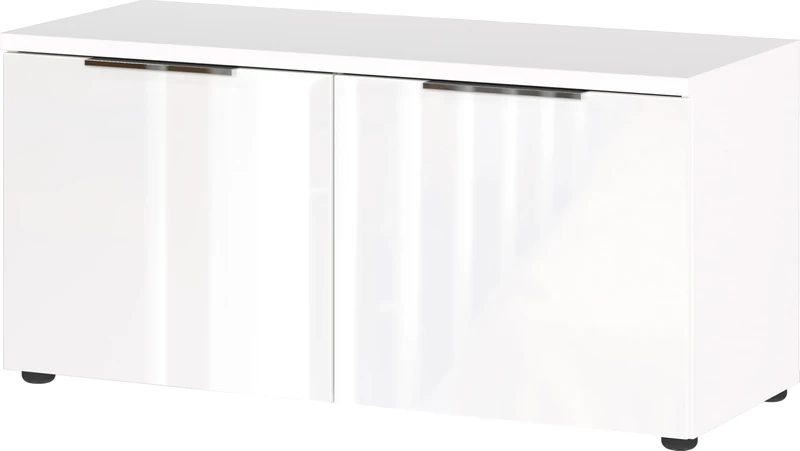 Germania 3419-84 GW-Genova Shoe Bench in White with Glass Front 97 x 47 x 40 cm (W x H x D)