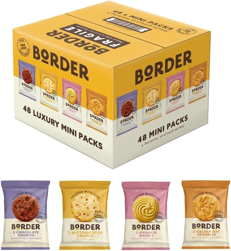 Borders Biscuits 48 Mini Mixed Flavour Cookies Assortment - Contains 4 Flavours