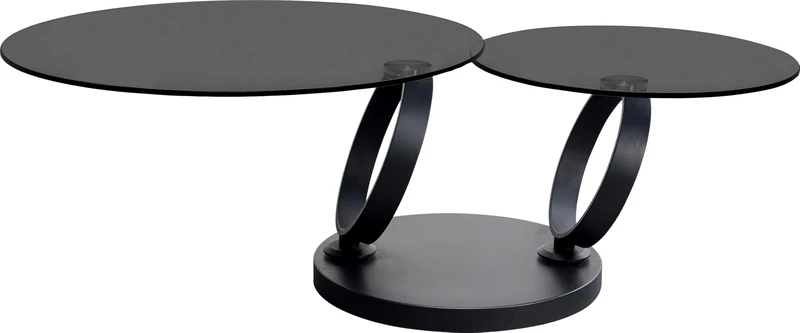 KARE Design Coffee Table Beverly Smoke, Black, Glass, Steel, Rotatable 360 Degrees, Gift Idea, Sofa Side Table, Round Bedside Table, Home Decor for Living Room, Office, 42x132x80 cm