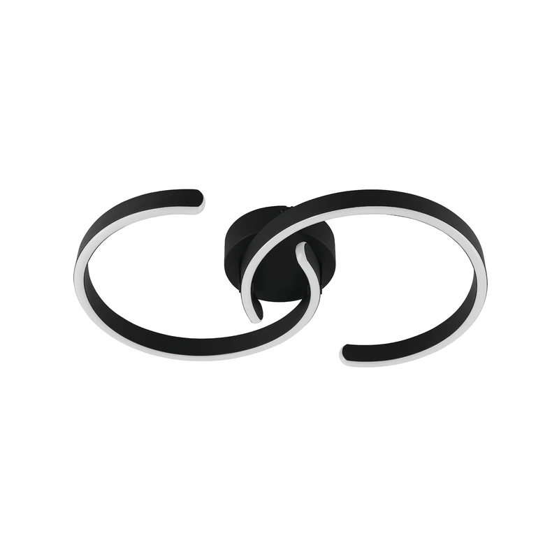 Eglo LED Ceiling Light Fixture Rolimare, Curved Office lamp, Kitchen and Hallway Lighting Neutral White, Black Metal, White Plastic