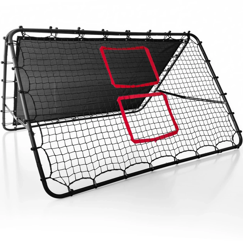 Adjustable Football Rebounder Net – Double-Sided Soccer Training Goal for Kids & Adults, Portable PE Mesh Kickback Target for Shooting/Passing Practice – Folding Design for Garden & Indoor Use,180x120