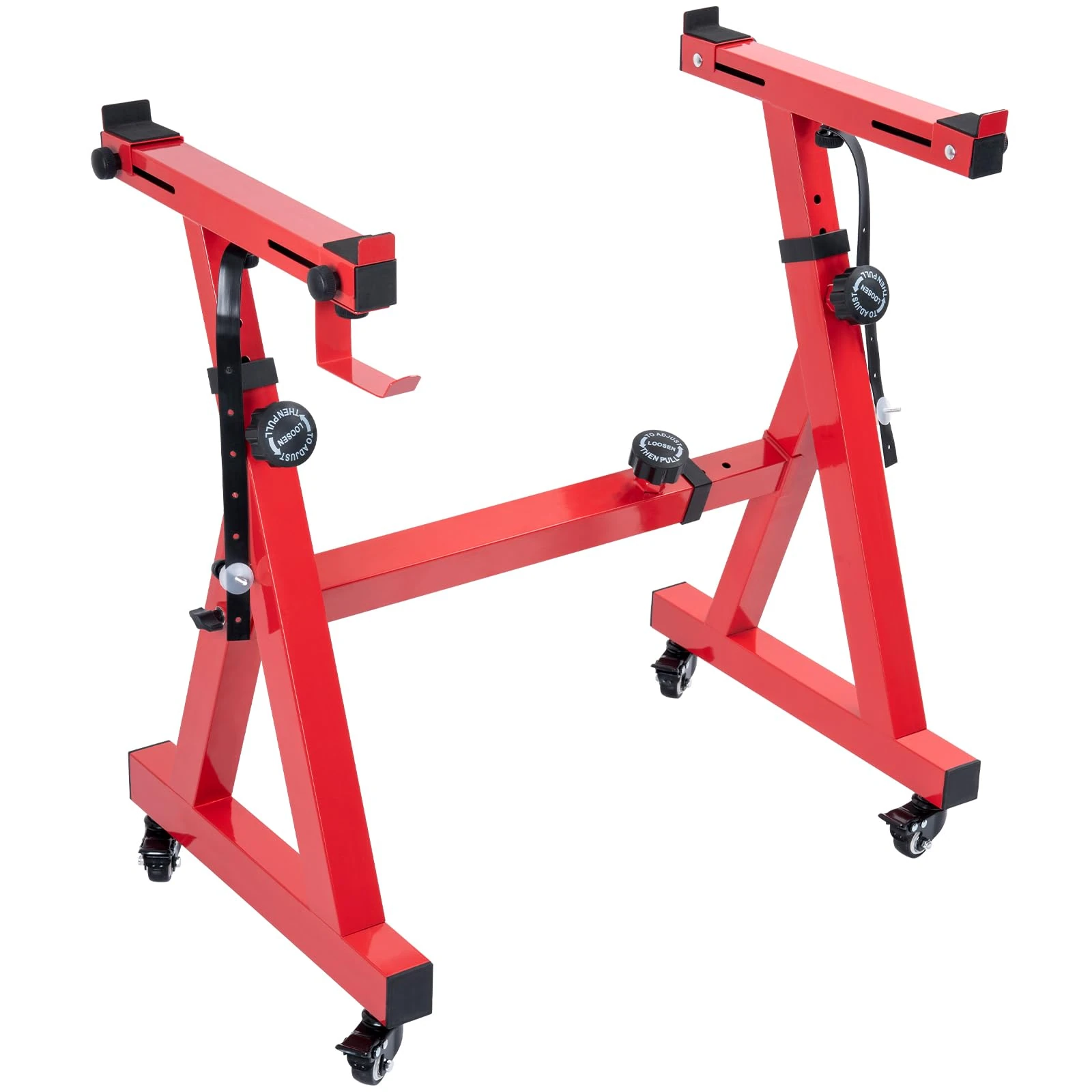 OUUTMEE Heavy Duty Keyboard Stand, Z Style Digital Piano stand, Adjustable Height & Width Keyboard Stand with 4 Wheels Fits 54-88 Key Electric Pianos, Red