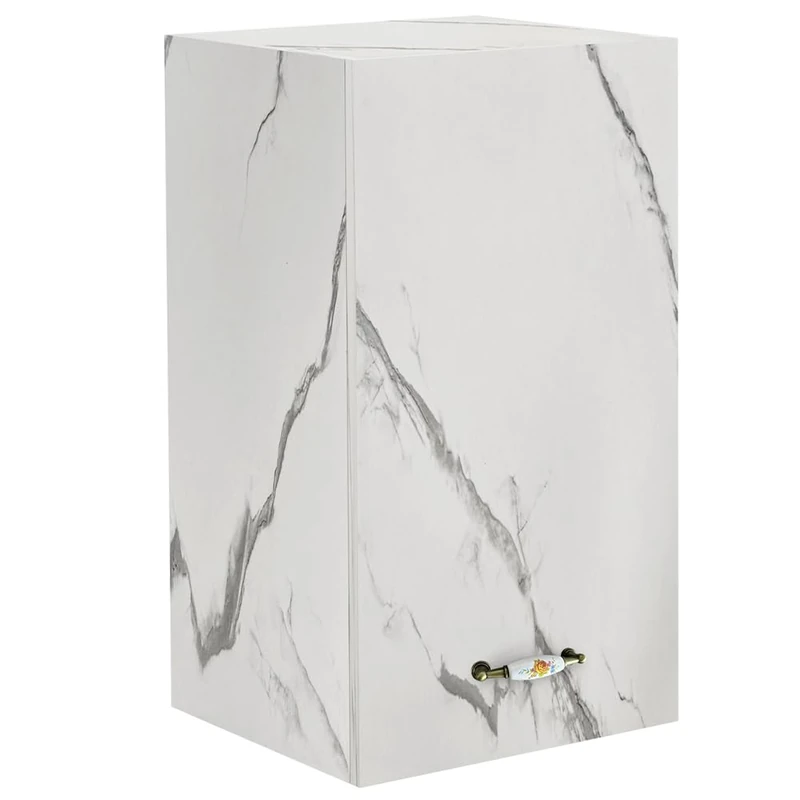 Shally Dogan Kitchen Wall Cabinet, Wooden Hanging Wardrobe with Single Door, 1 Shelf and 2 Compartments, Spacious and Durable Wall Cabinet, Dimensions 40 x 32 x 72H cm (Marble)