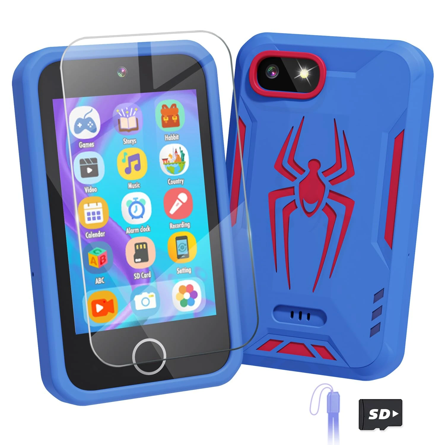 Manttely Kids Phone, 3.5" Spider Toy Phone for 3 4 5 6 7 8 9 Year Old Boys Gifts Toys Age 3-9, Christmas Birthday Gifts for Boys, Dual Camera,Storytelling, Music Player