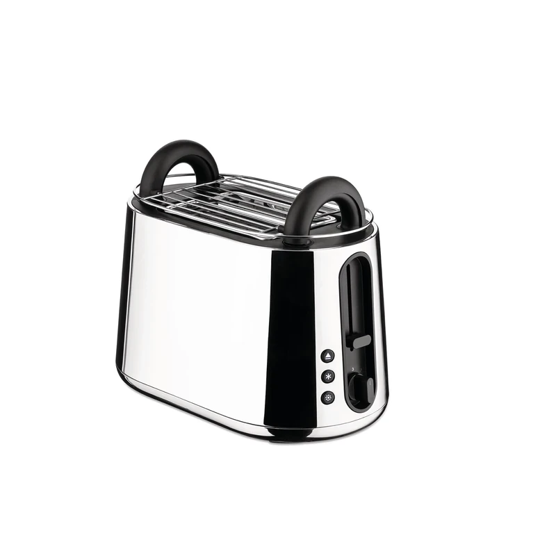 Alessi Toru NE03 B/UK, Designer Electric Toaster, in 18/10 Stainless Steel and Thermoplastic Resin, English Socket, 925W, Black