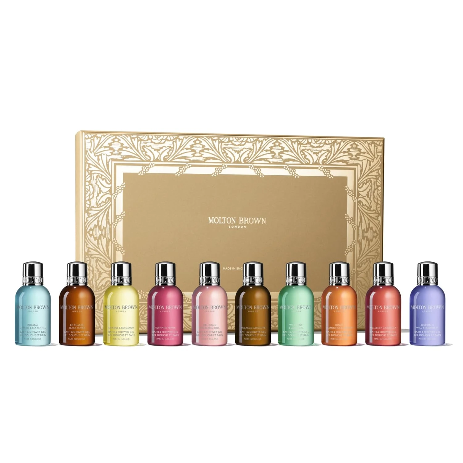 Molton Brown Stocking Filler Gift Set - 10 x 50ml Luxury Scented Bath & Shower Gels, Christmas Body Care Beauty Gift