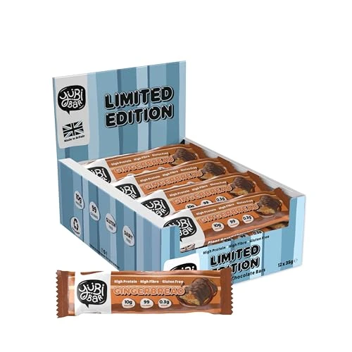 Yubi Bar Limited Edition - Festive Flavours - 12 Pack - Protein Bars - 99 Calories, High Protein, High Fibre, Low Sugar, Gluten Free and Dairy Free - Healthy Snacks/Nutrition Bar - 420g