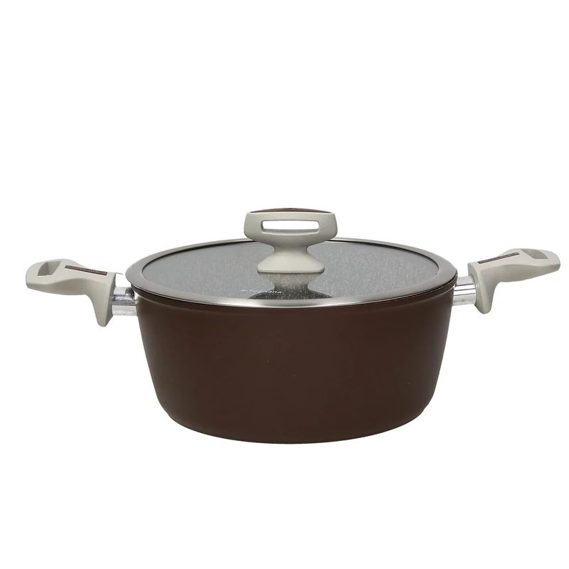 Tognana Pearlbrown Stone 24 cm Casserole Dish with Lid, Forged Aluminium, Brown