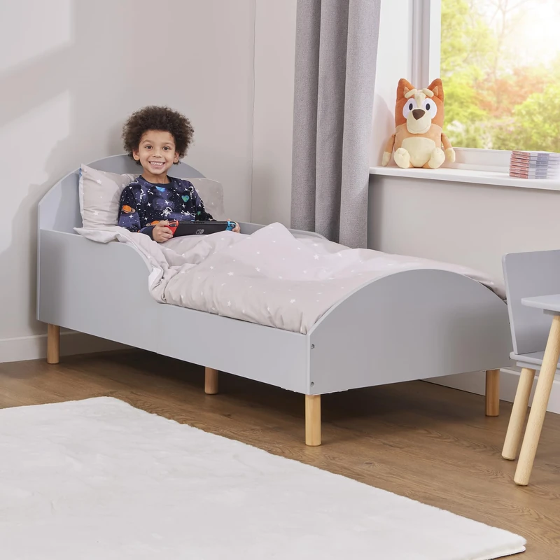 Liberty House Toys Grey Toddler Bed, H68 x W74 x D144cm