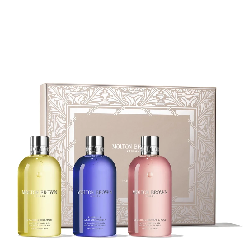 Molton Brown Floral & Fruity Bath & Shower Gel Gift Set for Women - Trio of 300 ml Luxury Scented Bath & Shower Gel, Body Care Beauty Set