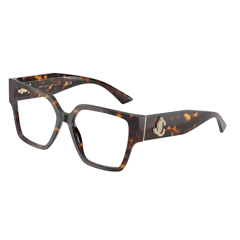 Violet Jimmy Choo Rectangular Eyeglasses, 5002 - Tortoise, 53