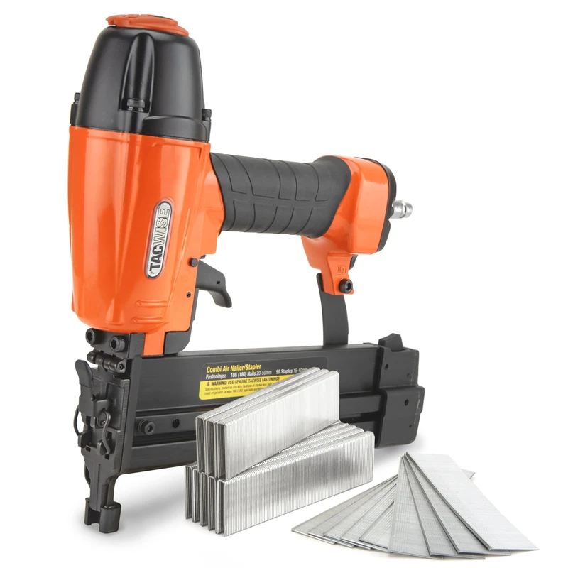 Tacwise 1804 2-in-1 Air Brad Nail/Staple Gun with 1000 Type 18G / 30 mm Nails and 800 Type 90/25 mm Staples
