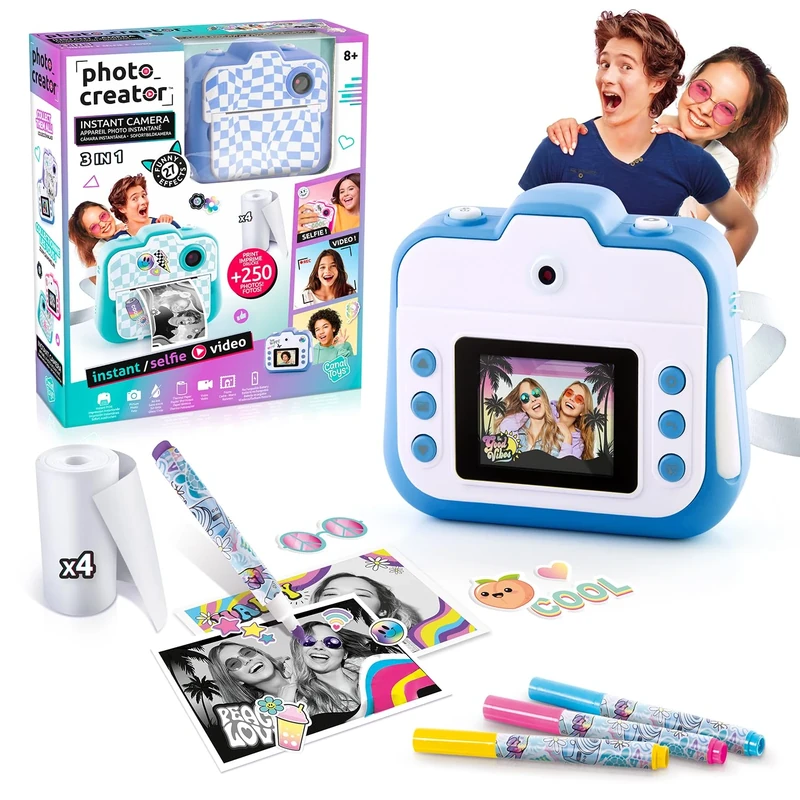 Canal Toys - Photo Creator - Blue Instant Print Camera for Kids 8+ - Selfie & Video Camera - Inkless Print on Thermal Paper - Gift Idea - CLK 057