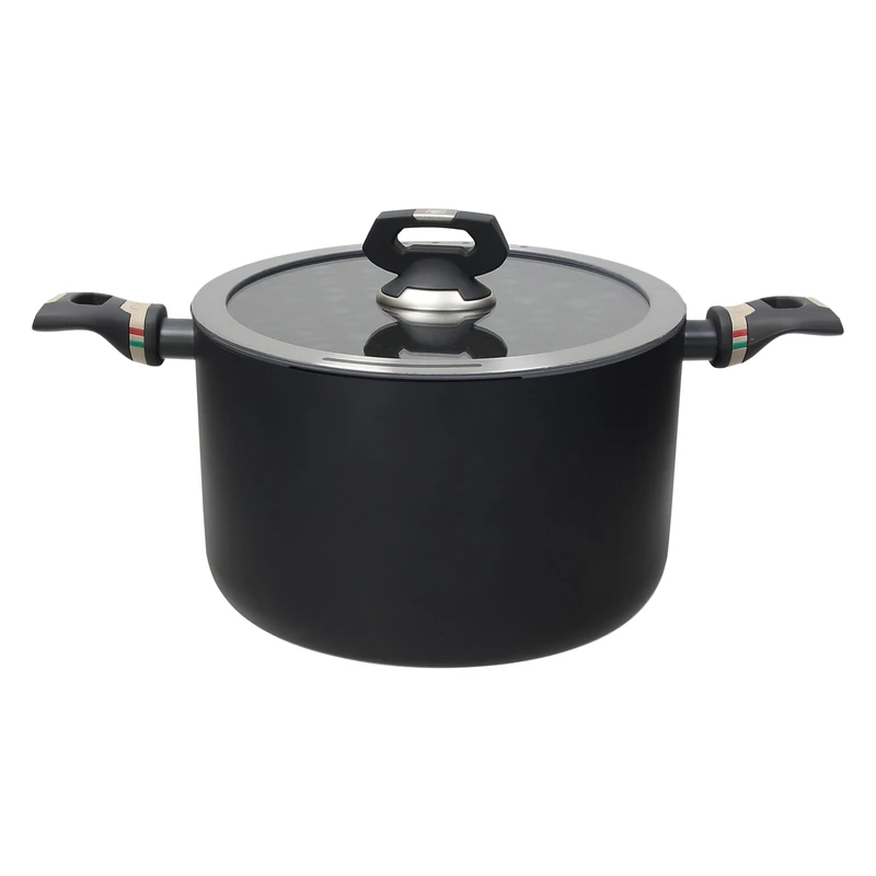 Tognana Italika Pasta Pot 26 cm with Lid, Forged Aluminium, Dark Grey, Made in Italy