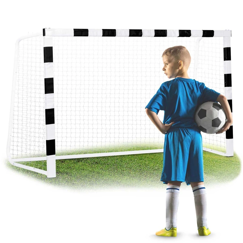 Neo-Sport Football Goal with Cover Shooting Training for Children and Adults 300 x 200 x 90 cm White Black