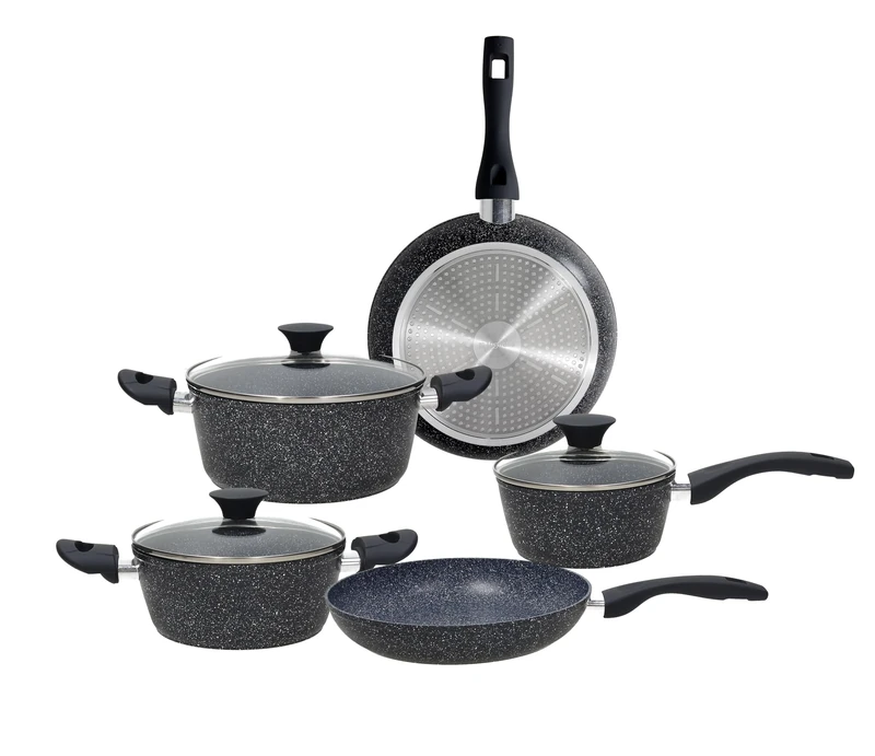 Tognana Gemstone 8-Piece Aluminium Cookware Set, Black