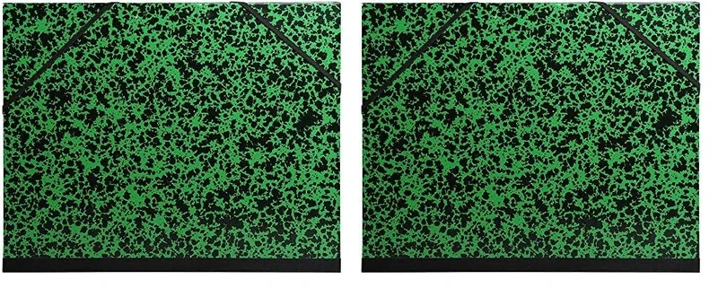 Exacompta - Ref 542800E - Annonay Portfolio with Elastic Strap Closure - 500 x 650mm in Size, for Safely Transporting Artworks & Documents, Marbled Effect Cover - Green (Pack of 2)
