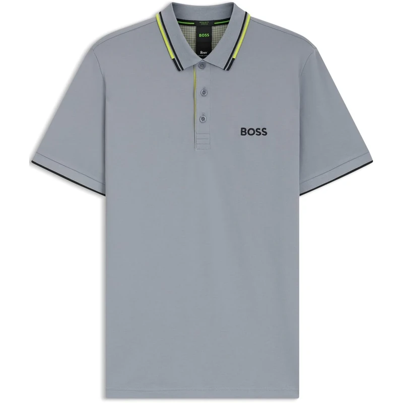 BOSS Mens HBG Paddy Pro Premium Cotton Polo Shirt Short Dark Grey 3XL