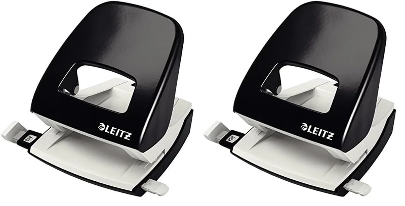 Leitz Hole Punch, 30 Sheets, Guide Bar with Format Markings, Metal, NeXXt Range, 50080095 - Black (Pack of 2)