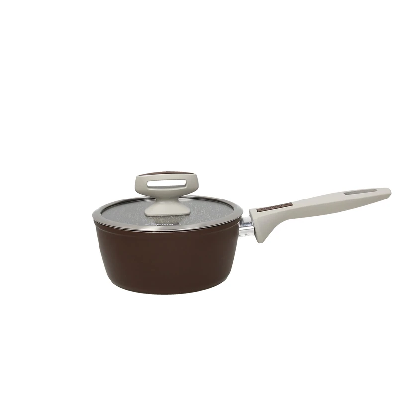 Tognana Pearlbrown Stone 1 Handle 16 cm Saucepan with Lid, Forged Aluminium, Brown