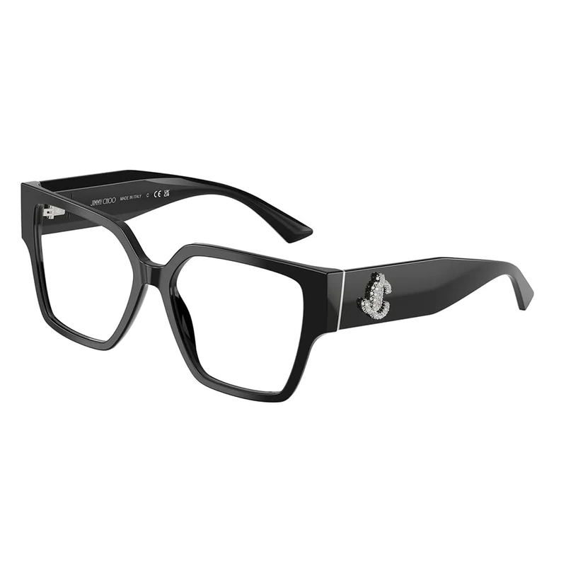 Violet Jimmy Choo Rectangular Eyeglasses, 5000 - Black, 53