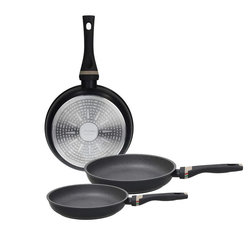 Tognana Italika Set of 3 Frying Pans 20/24/28 cm, Forged Aluminium, Dark Grey, Made in Italy