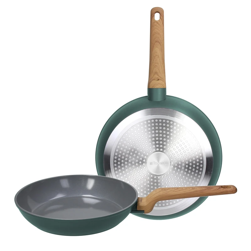 Tognana T-Care Set of 2 Frying Pans 24/28 cm, Forged Aluminium, Green