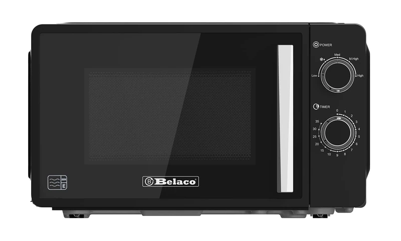 Belaco 800W Microwave Compact Size Microwave Oven with Manual Control, 5 Power Levels, 20L Capacity, Timer Function, Easy Clean Interior Ideal for Home or Office Use