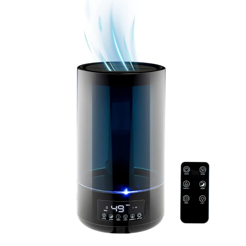 Edco Eindhoven B.V. Grundig HD 1903A Humidifier, Ultrasonic Humidifier, 4.3 Litres, with Timer and Night Light, with Remote Control, Black