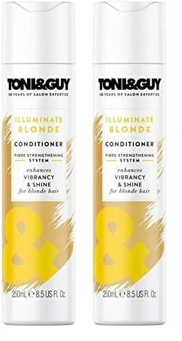 Toni & Guy Illuminate Blonde Conditioner to Enhance Shine for Coloured, Highlights and Natural Blonde Hair, 250ml (Pack of 2)