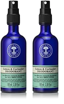 Neal's Yard Remedies Lemon & Coriander Deodorant, Lasting Freshness to Face the Day, Spray Deodorant, Vegan & Cruelty-Free, 100ml (Pack of 2)