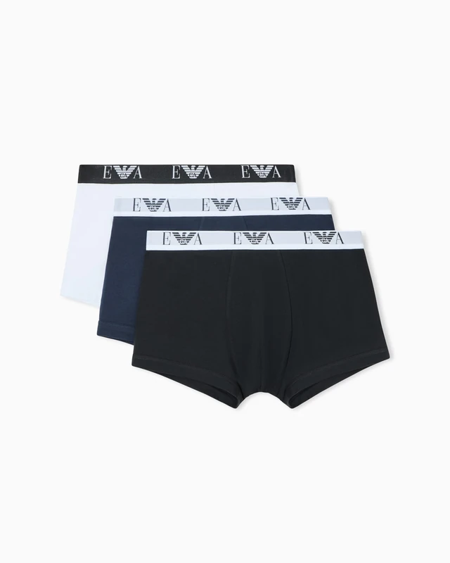 Emporio Armani Men's Bold Monogram 3-Pack Trunk Multicolor L