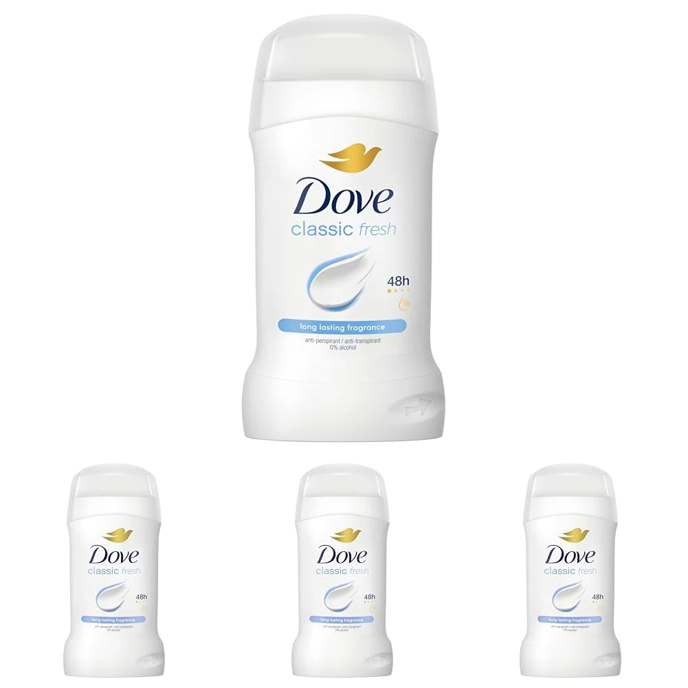 Dove Classic Fresh Anti-Perspirant Cream deodorant for women, with ¼ moisturising cream for 48 hour sweat protection and long-lasting fragrance 50 ml (Pack of 4)